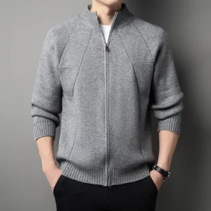 New Autumn and Winter Knitted Cardigan Men's Stand Up Collar Fashionable Casual Zipper Jacket Sweater Jacket Men's Fashion Trend